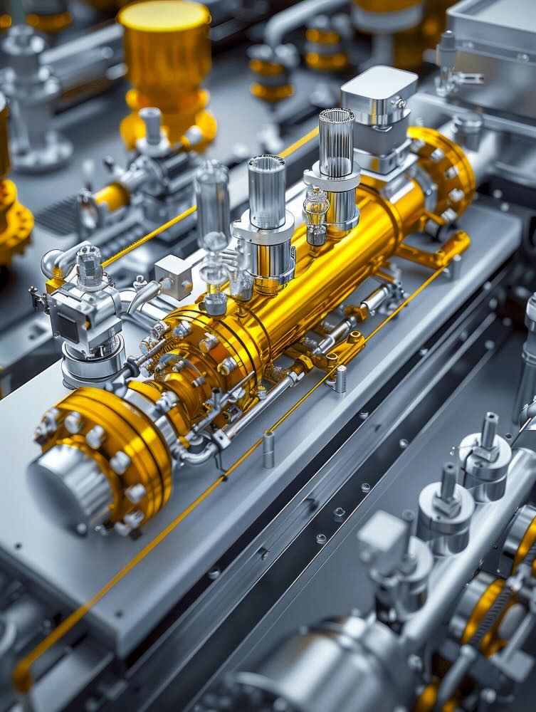 pneumatic pressure valve system in a machining factory