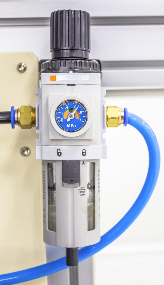 pneumatics MPa pressure meter attached to a wall