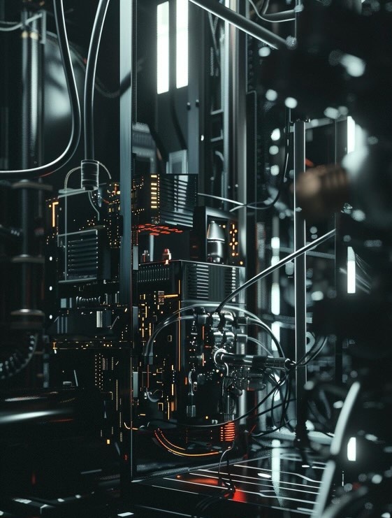 pneumatics compressor system in a factory workshop